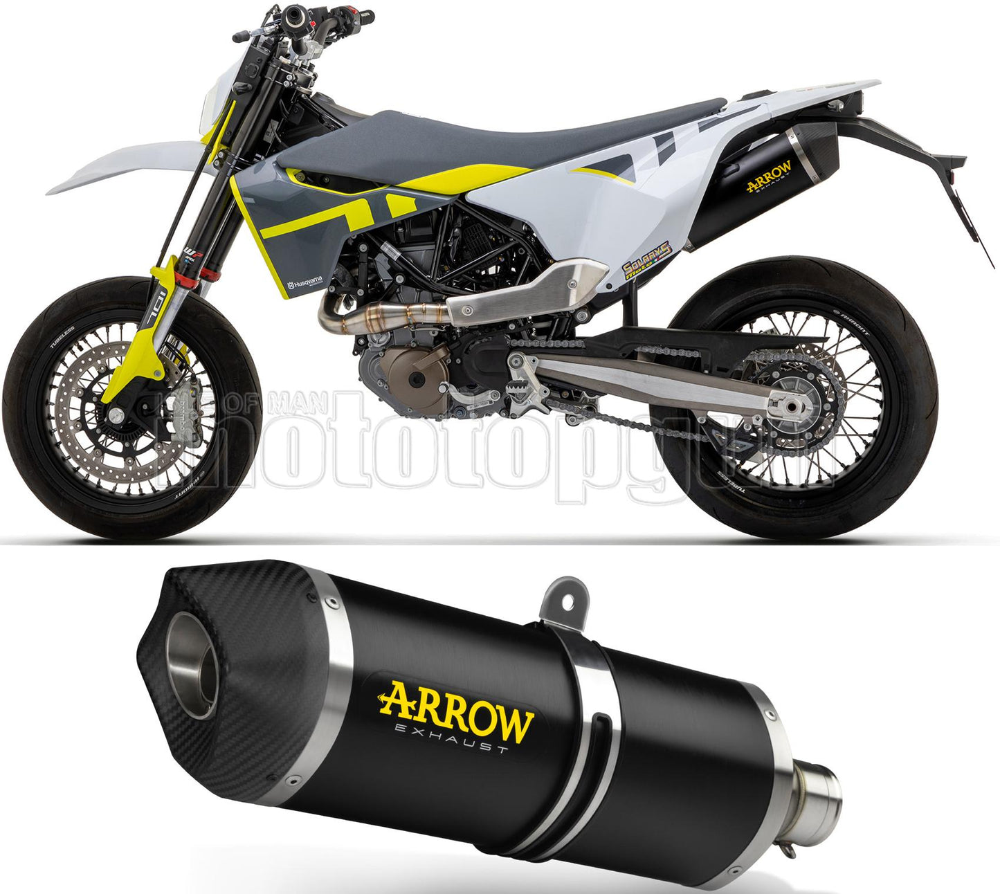 SCARICO OMOLOGATO ARROW RACE-TECH IN ALLUMINIO NERO CON FONDELLO IN CARBY COMPATIBILE CON KTM 690 SMC R 19/23