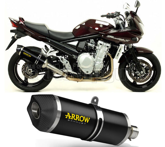 SCARICO OMOLOGATO CATALIZZATO DOPPIO TERMINALE ARROW RACE-TECH IN ALLUMINIO NERO CON FONDELLO IN CARBY COMPATIBILE CON SUZUKI GSF 1250 BANDIT 07/16