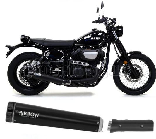 SCARICO RACE ARROW REBEL IN ALLUMINIO NERO CON FONDELLO IN ALLUMINIO NERO COMPATIBILE CON YAMAHA SCR 950 17/20