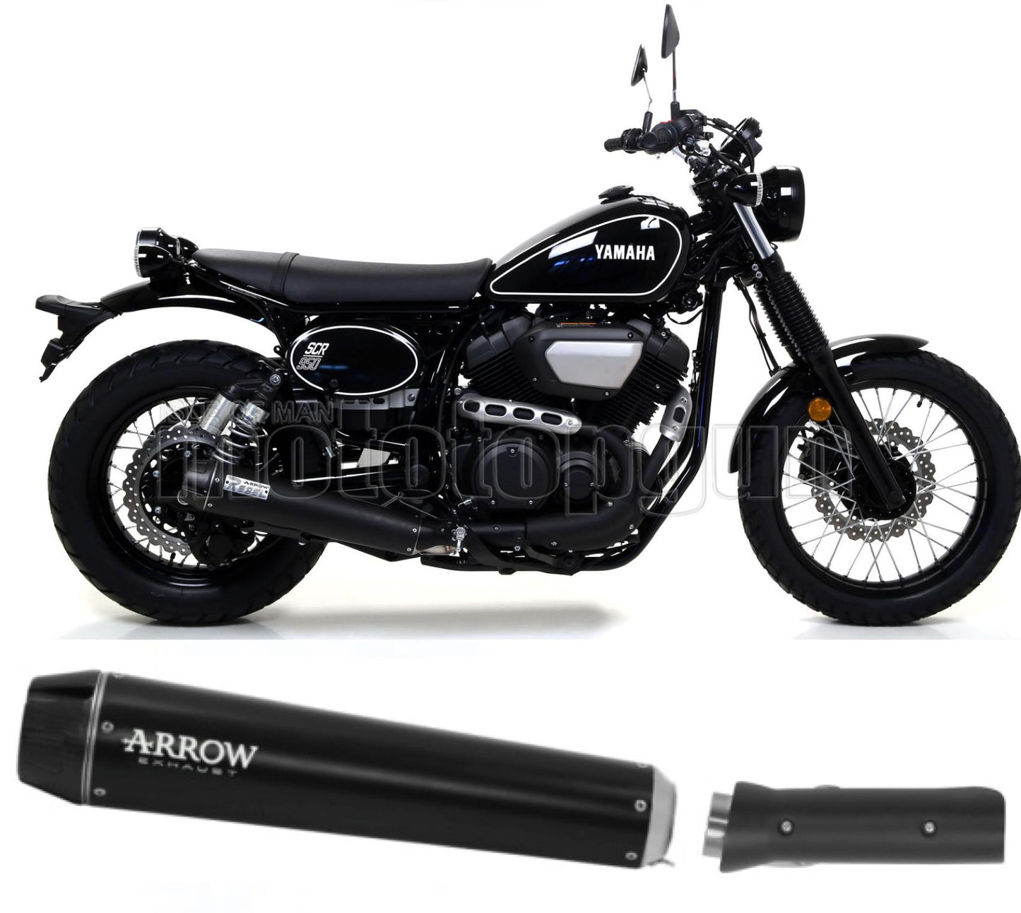 SCARICO RACE ARROW REBEL IN ALLUMINIO NERO CON FONDELLO IN CARBY COMPATIBILE CON YAMAHA SCR 950 17/20