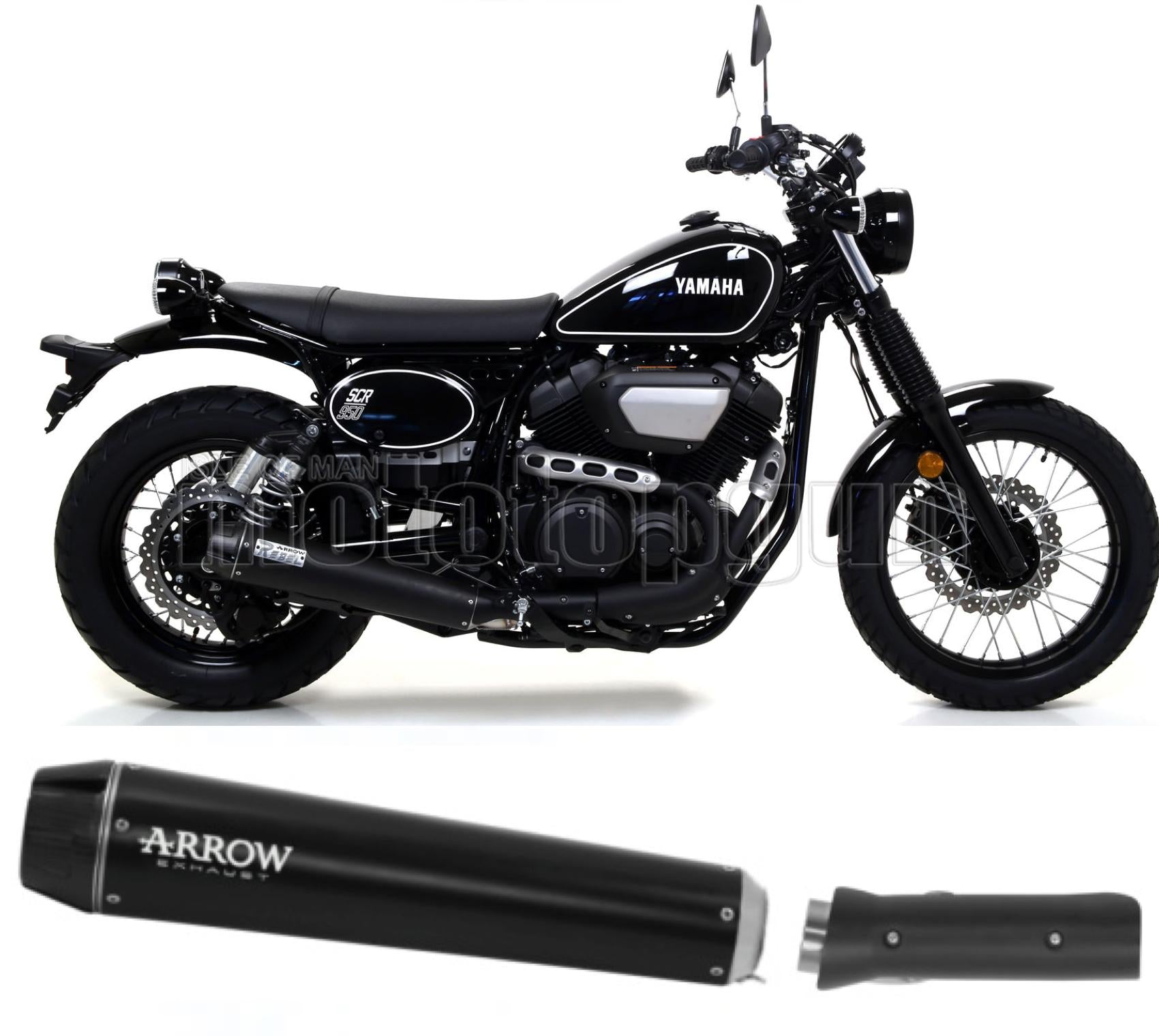 SCARICO RACE ARROW REBEL IN ALLUMINIO NERO CON FONDELLO IN CARBY COMPATIBILE CON YAMAHA SCR 950 17/20