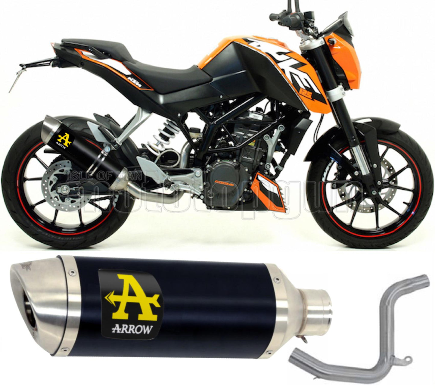 SCARICO COMPLETO OMOLOGATO OPEN ARROW THUNDER IN ALLUMINIO NERO CON FONDELLO IN INOX COMPATIBILE CON KTM DUKE 125 11/16