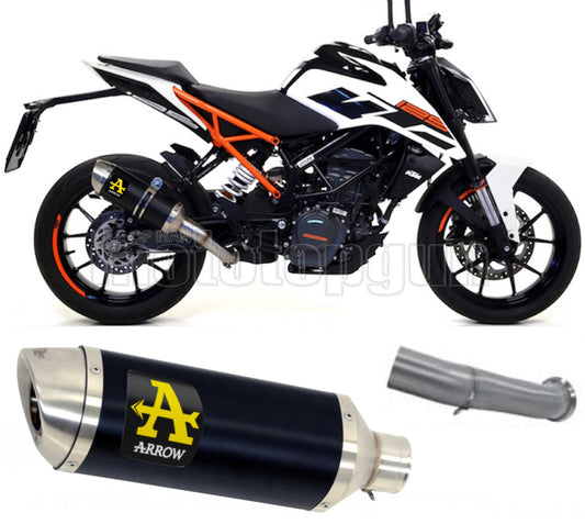 SCARICO OMOLOGATO ARROW THUNDER IN ALLUMINIO NERO CON FONDELLO IN INOX COMPATIBILE CON KTM DUKE 125 17/20