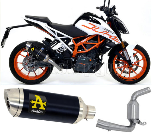 SCARICO OMOLOGATO ARROW THUNDER IN ALLUMINIO NERO CON FONDELLO IN INOX COMPATIBILE CON KTM DUKE 390 17/20
