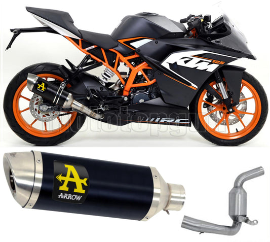 SCARICO COMPLETO OMOLOGATO OPEN ARROW THUNDER IN ALLUMINIO NERO CON FONDELLO IN INOX COMPATIBILE CON KTM RC 125 15/16