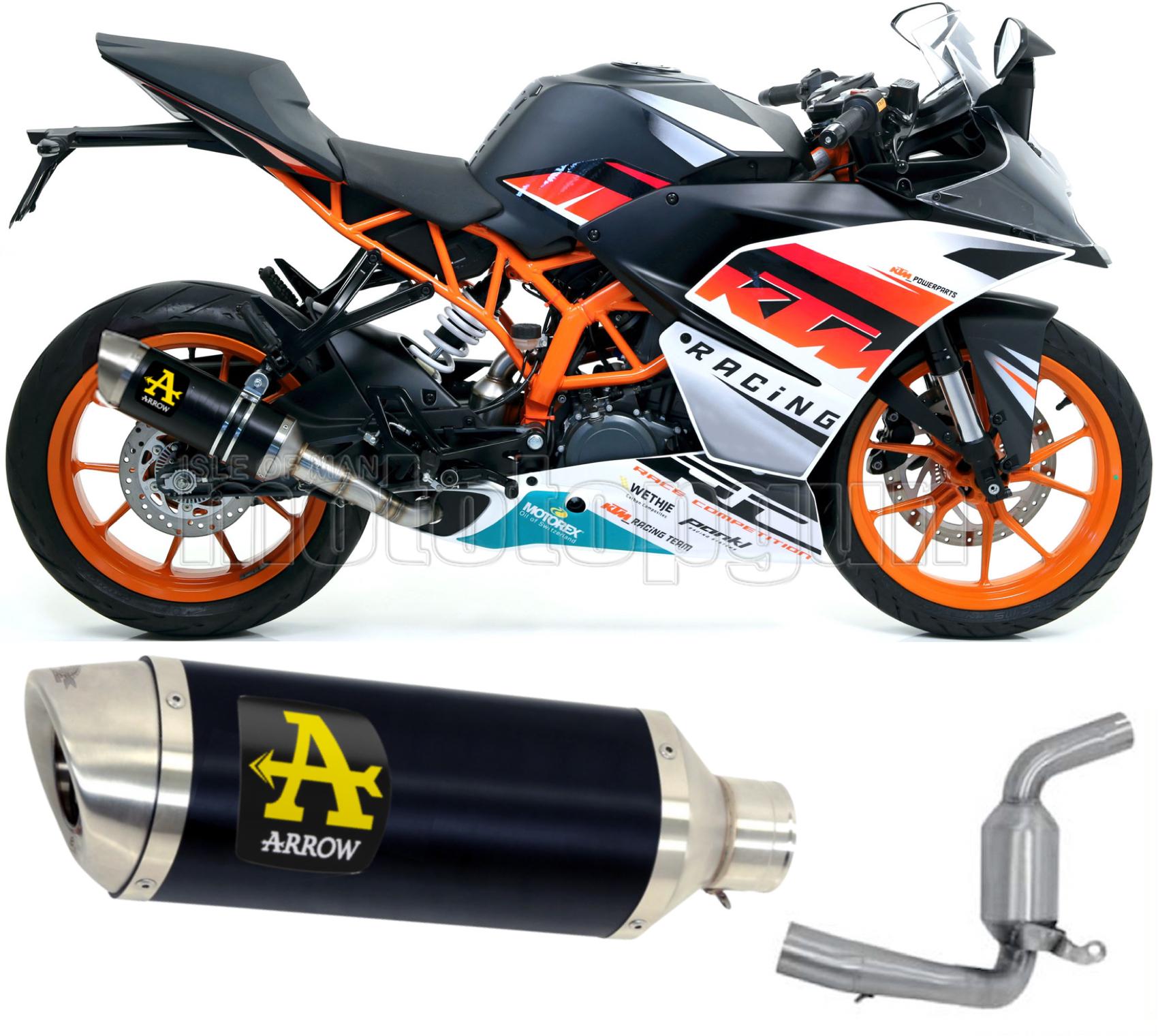 SCARICO COMPLETO OMOLOGATO OPEN ARROW THUNDER IN ALLUMINIO NERO CON FONDELLO IN INOX COMPATIBILE CON KTM RC 390 15/16