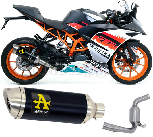 SCARICO COMPLETO OMOLOGATO OPEN ARROW THUNDER IN ALLUMINIO NERO CON FONDELLO IN INOX COMPATIBILE CON KTM RC 390 15/16
