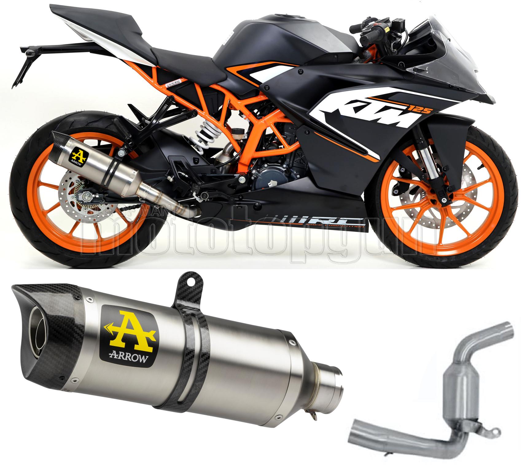 SCARICO COMPLETO OMOLOGATO OPEN ARROW THUNDER IN TITANIO CON FONDELLO IN CARBY COMPATIBILE CON KTM RC 125 15/16