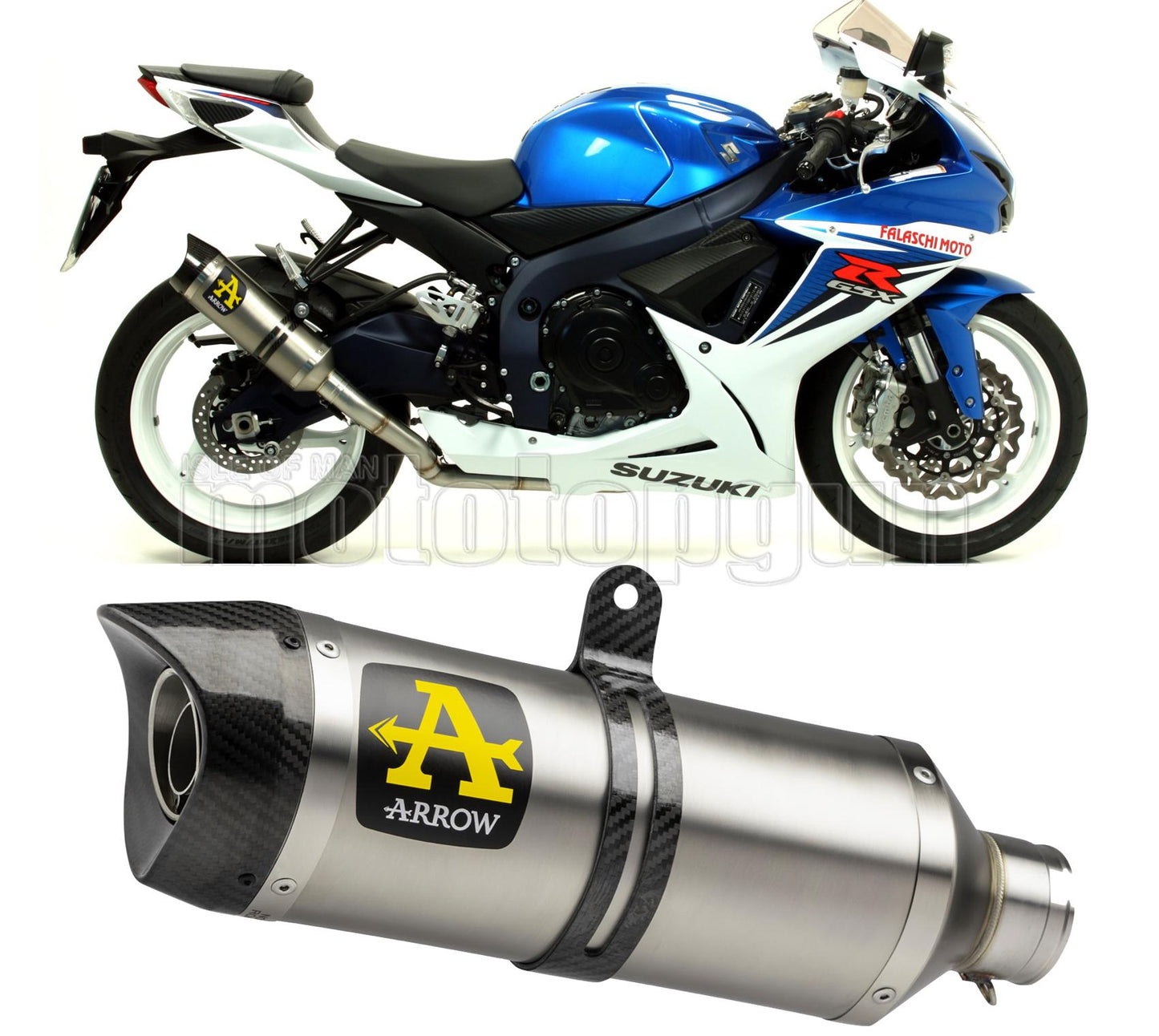 SCARICO COMPLETO OMOLOGATO OPEN ARROW THUNDER IN TITANIO CON FONDELLO IN CARBY COMPATIBILE CON SUZUKI GSX-R 600 IE 11/16