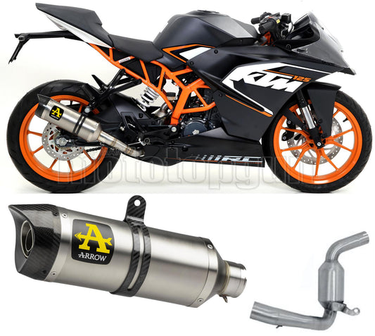 SCARICO COMPLETO OMOLOGATO OPEN ARROW THUNDER IN ALLUMINIO CON FONDELLO IN CARBY COMPATIBILE CON KTM RC 125 15/16