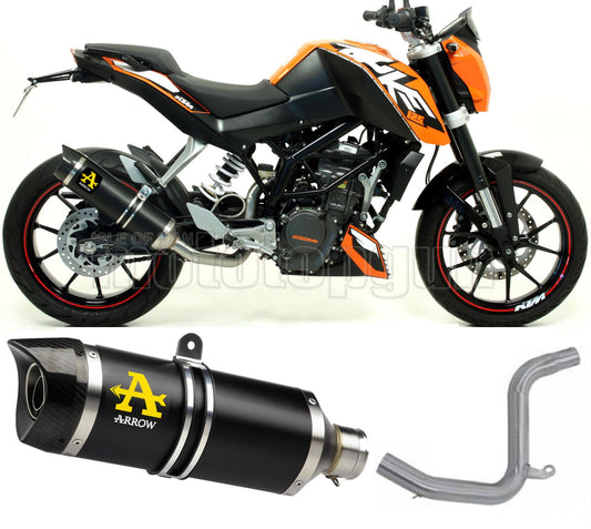 SCARICO OMOLOGATO ARROW THUNDER IN ALLUMINIO NERO CON FONDELLO IN CARBY COMPATIBILE CON KTM DUKE 125 11/16