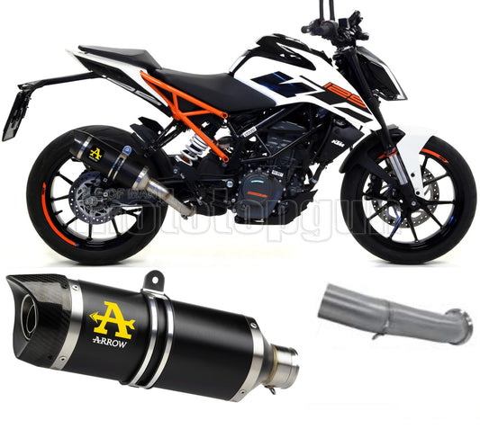 SCARICO OMOLOGATO ARROW THUNDER IN ALLUMINIO NERO CON FONDELLO IN CARBY COMPATIBILE CON KTM DUKE 125 17/20