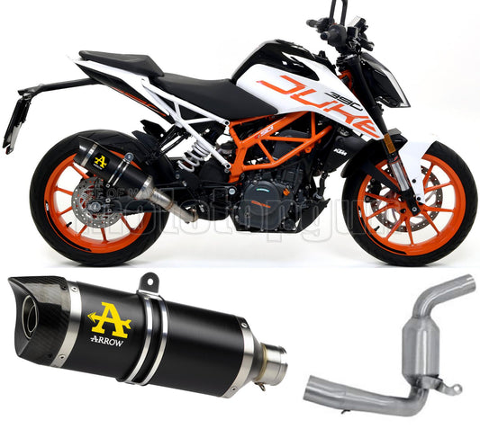 SCARICO OMOLOGATO ARROW THUNDER IN ALLUMINIO NERO CON FONDELLO IN CARBY COMPATIBILE CON KTM DUKE 390 17/20