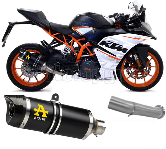 SCARICO OMOLOGATO ARROW THUNDER IN ALLUMINIO NERO CON FONDELLO IN CARBY COMPATIBILE CON KTM RC 125 17/20