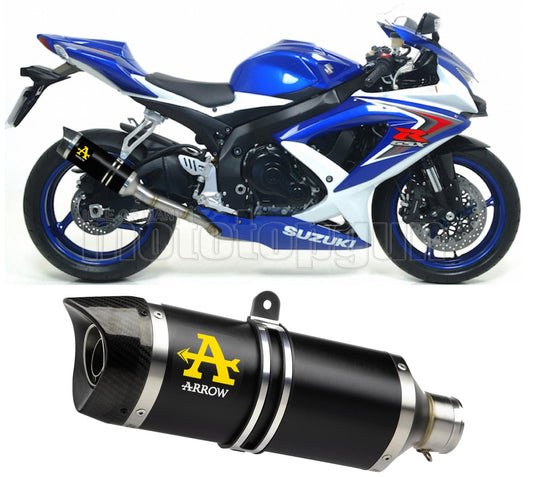 SCARICO COMPLETO OMOLOGATO OPEN ARROW THUNDER IN ALLUMINIO NERO CON FONDELLO IN CARBY COMPATIBILE CON SUZUKI GSX-R 600 IE 08/10