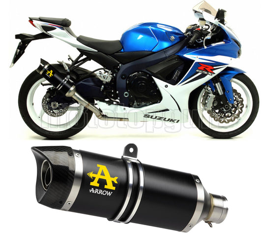 SCARICO COMPLETO OMOLOGATO OPEN ARROW THUNDER IN ALLUMINIO NERO CON FONDELLO IN CARBY COMPATIBILE CON SUZUKI GSX-R 600 IE 11/16