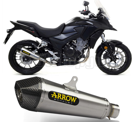 SCARICO OMOLOGATO DOPPIO TERMINALE ARROW X-KONE IN NICHROM CON FONDELLO IN CARBY COMPATIBILE CON HONDA CB 500 X 17/18