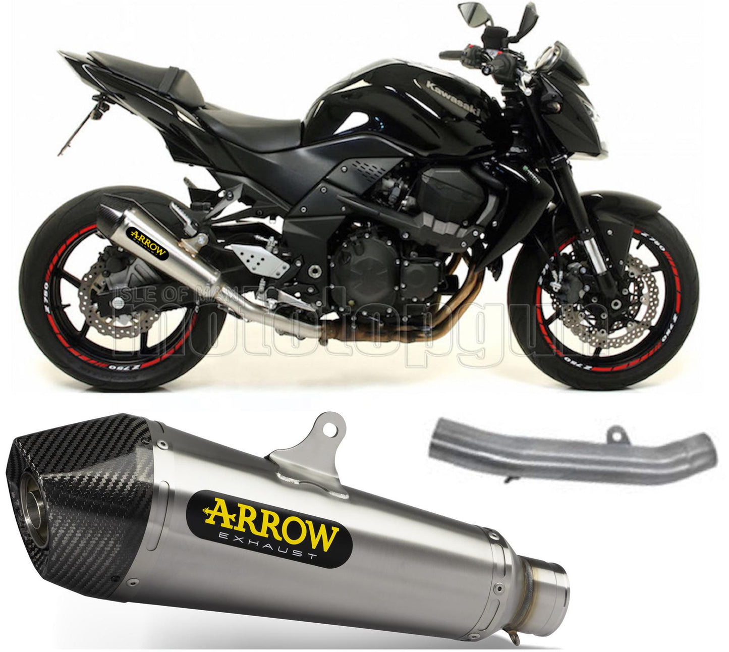 SCARICO COMPLETO OMOLOGATO OPEN ARROW X-KONE IN NICHROM CON FONDELLO IN CARBY COMPATIBILE CON KAWASAKI Z750 Z-750 R 11/14