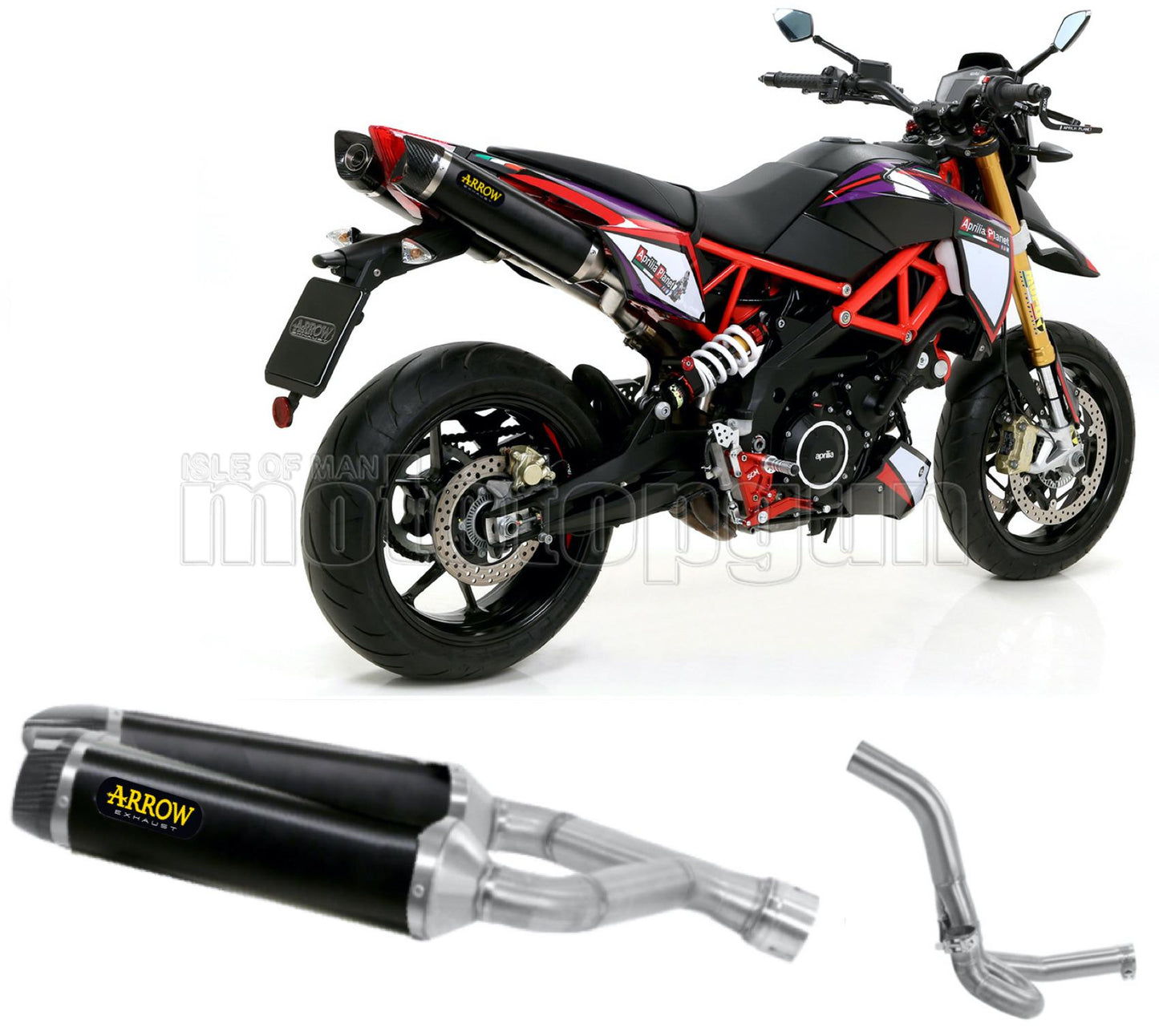 SCARICO OMOLOGATO OPEN ARROW THUNDER IN ALLUMINIO NERO CON FONDELLO IN CARBY COMPATIBILE CON APRILIA DORSODURO 900 17/19