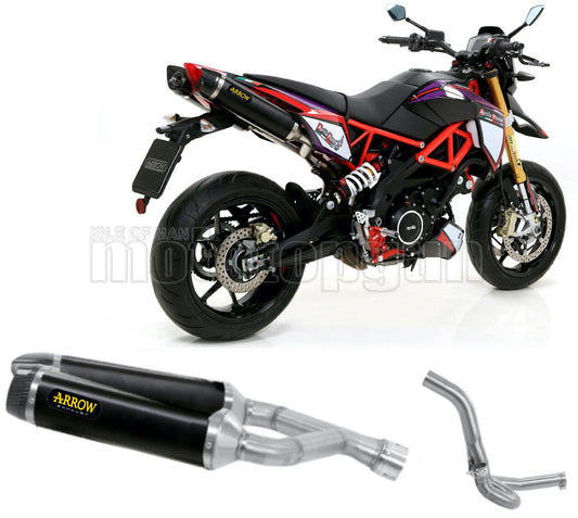 SCARICO OMOLOGATO OPEN ARROW THUNDER IN ALLUMINIO NERO CON FONDELLO IN CARBY COMPATIBILE CON APRILIA DORSODURO 900 17/19