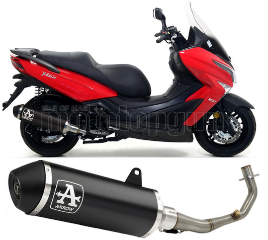 RACCORDO OPEN ARROW URBAN IN ALLUMINIO NERO CON FONDELLO IN INOX NERO COMPATIBILE CON KYMCO X-TOWN 300 17/20