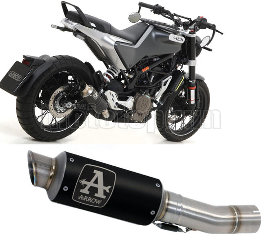 SCARICO OMOLOGATO ARROW GP2 GP-2 IN NICHROM NERO CON FONDELLO IN INOX COMPATIBILE CON HUSQVARNA VITPILEN 401 20/23