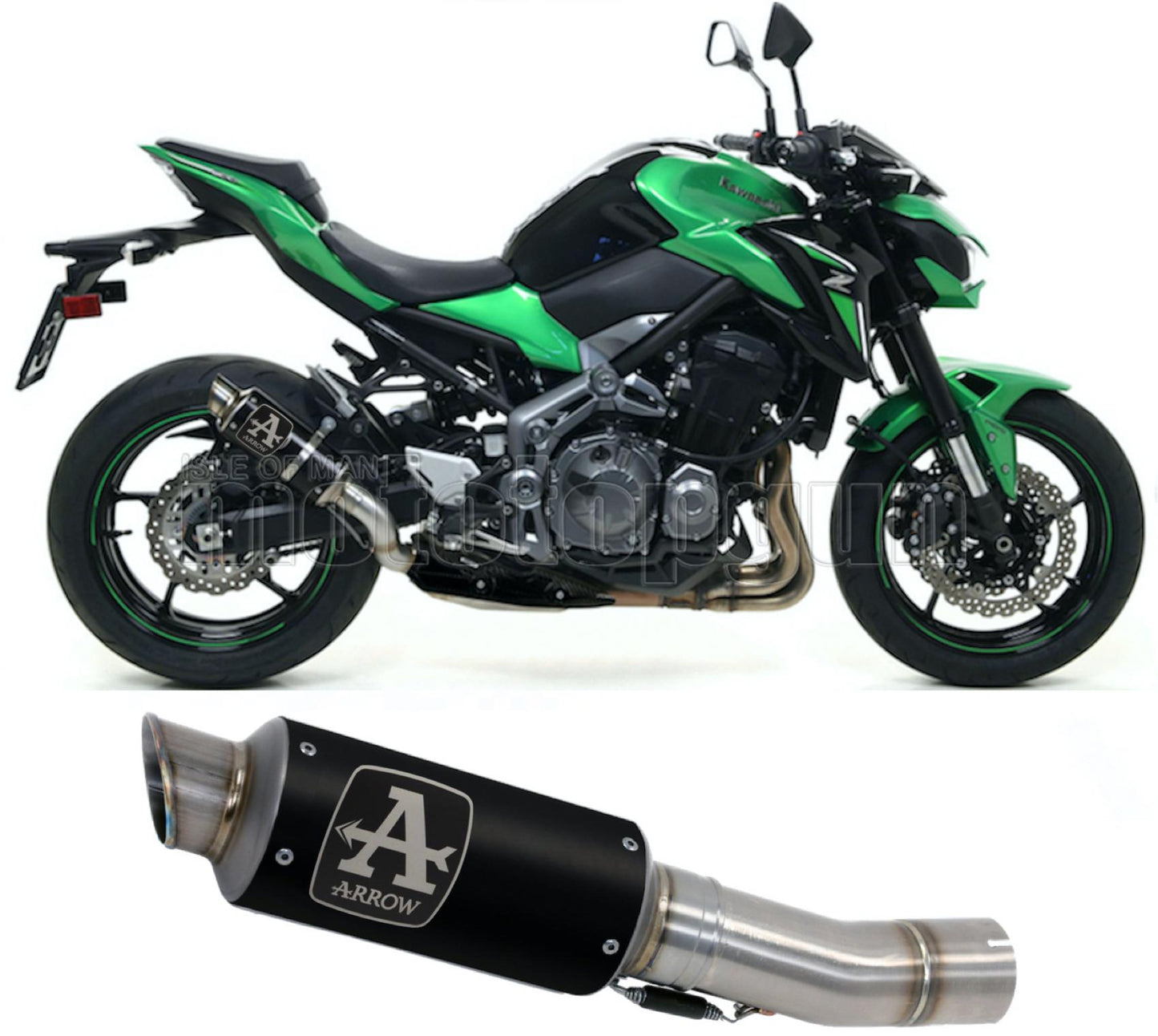 SCARICO COMPLETO OMOLOGATO CATALIZZATO ARROW GP2 GP-2 IN NICHROM NERO CON FONDELLO IN INOX COMPATIBILE CON KAWASAKI Z900 Z-900 17/19