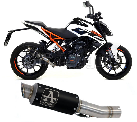 SCARICO COMPLETO OMOLOGATO CATALIZZATO ARROW GP2 GP-2 IN NICHROM NERO CON FONDELLO IN INOX COMPATIBILE CON KTM DUKE 125 17/20