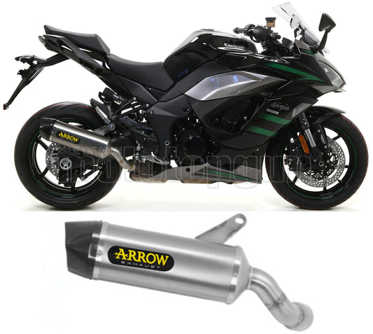 SCARICO OMOLOGATO OPEN ARROW INDY-RACE IN TITANIO CON FONDELLO IN CARBY COMPATIBILE CON KAWASAKI NINJA 1000 SX TOURER 21/23