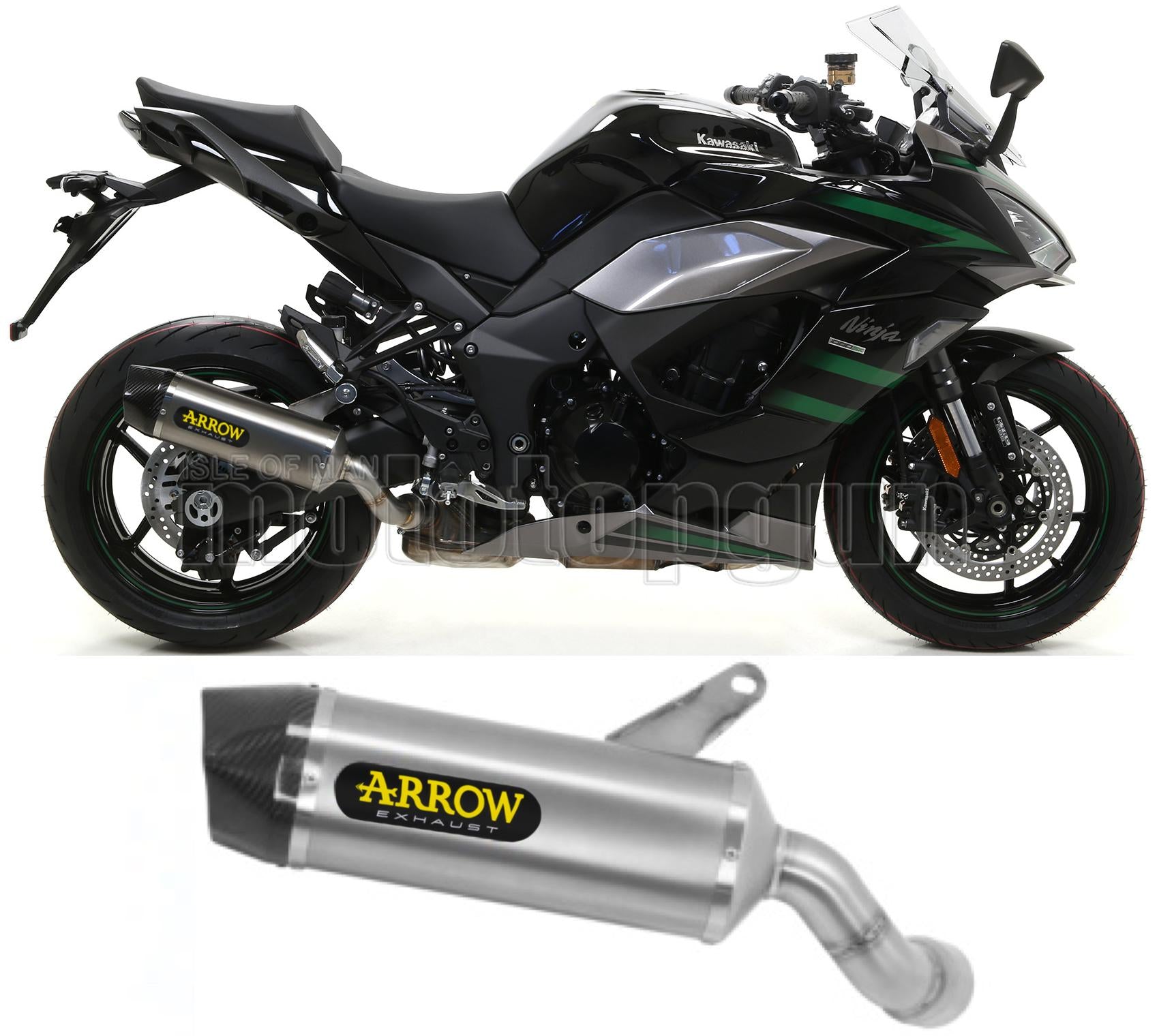SCARICO OMOLOGATO OPEN ARROW INDY-RACE IN ALLUMINIO CON FONDELLO IN CARBY COMPATIBILE CON KAWASAKI NINJA 1000 SX TOURER 21/23