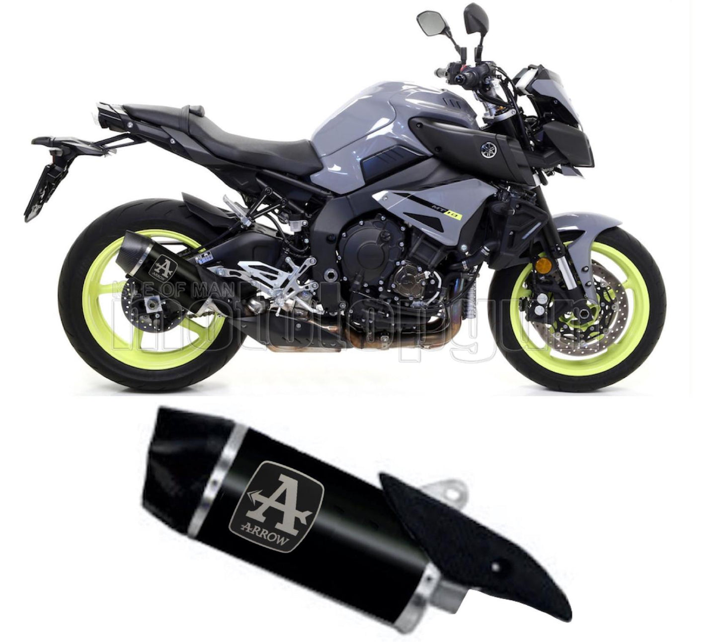 SCARICO OMOLOGATO CATALIZZATO ARROW INDY-RACE IN ALLUMINIO NERO CON FONDELLO IN CARBY COMPATIBILE CON YAMAHA MT10 MT-10 16/20