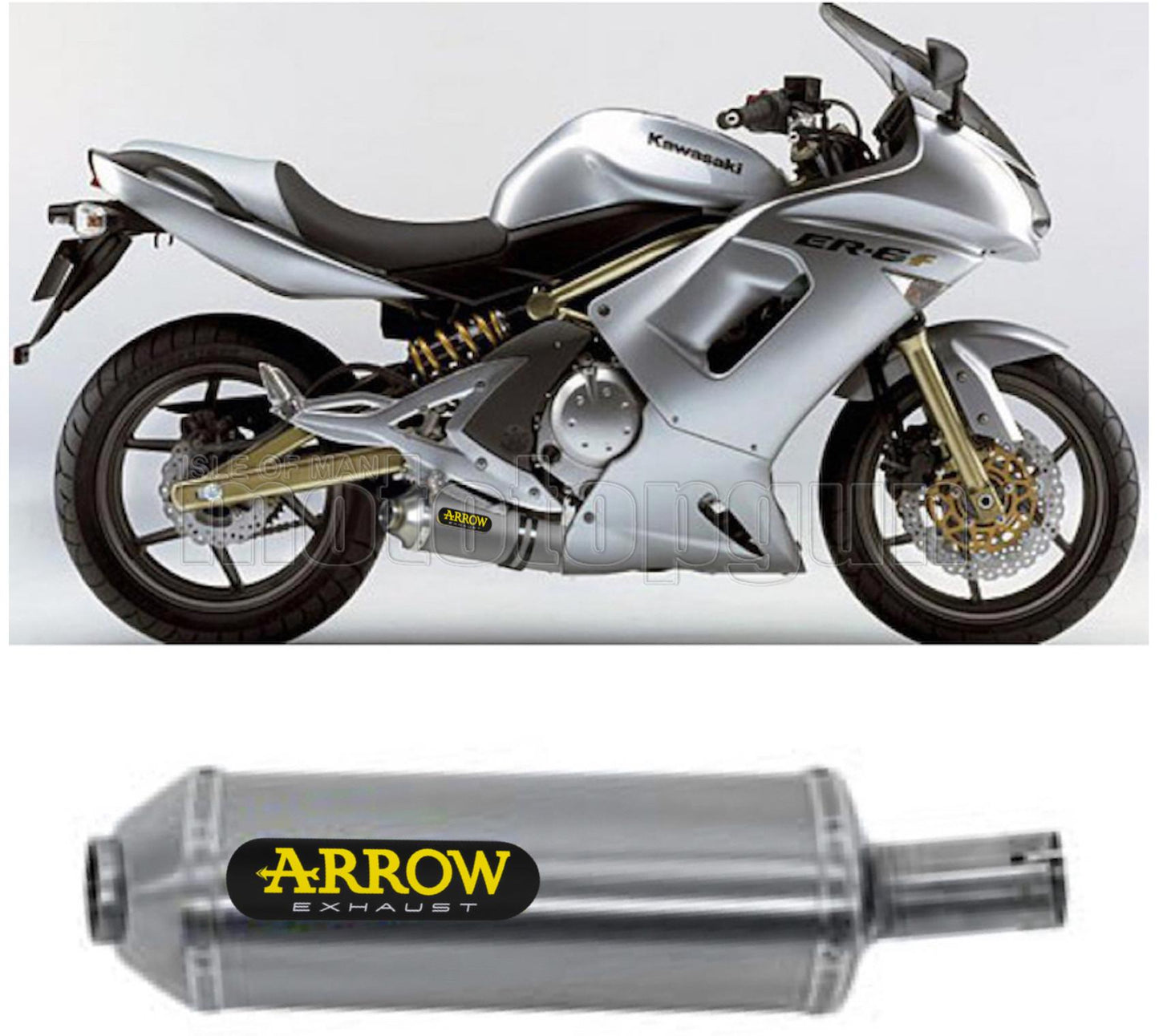 SCARICO COMPLETO OMOLOGATO OPEN BASSO ARROW MAXI RACE-TECH IN ALLUMINIO CON FONDELLO IN INOX COMPATIBILE CON KAWASAKI ER6F ER-6F 05/11