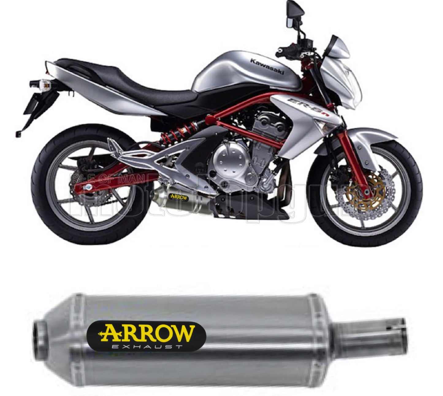 SCARICO COMPLETO OMOLOGATO OPEN BASSO ARROW MAXI RACE-TECH IN ALLUMINIO CON FONDELLO IN INOX COMPATIBILE CON KAWASAKI ER6N ER-6N 05/11