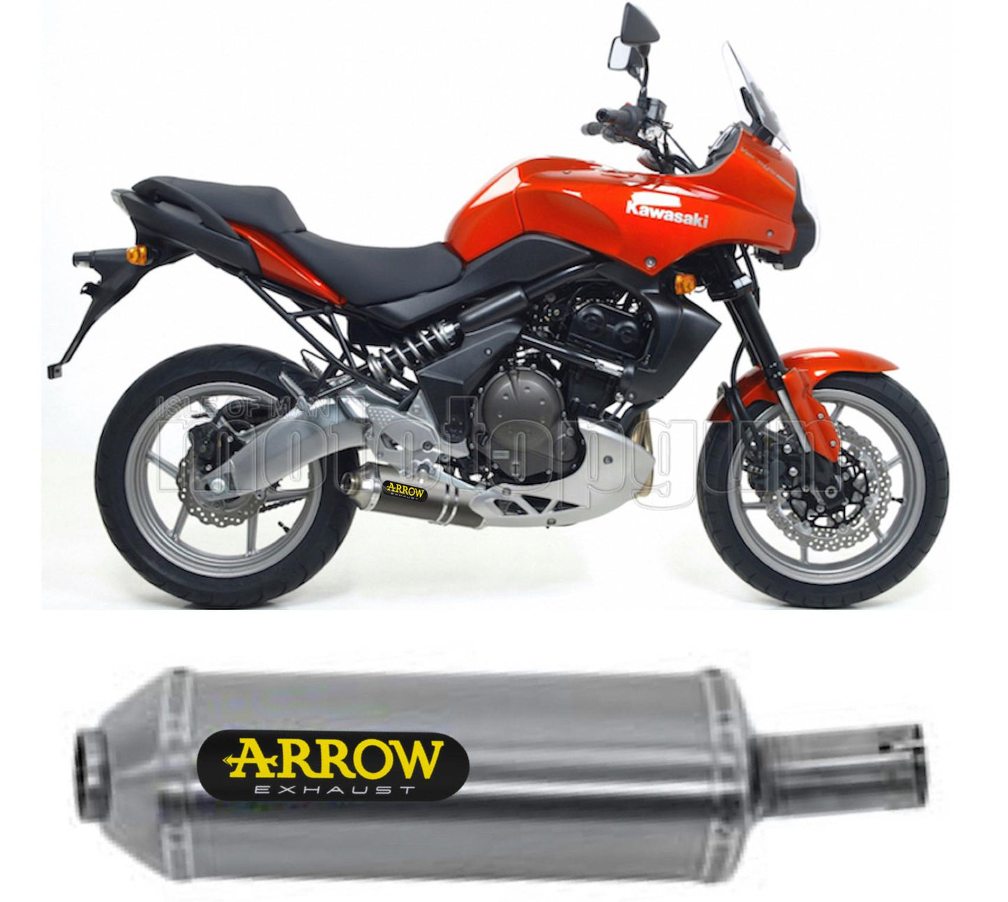 SCARICO COMPLETO OMOLOGATO OPEN BASSO ARROW MAXI RACE-TECH IN ALLUMINIO CON FONDELLO IN INOX COMPATIBILE CON KAWASAKI VERSYS 650 07/14