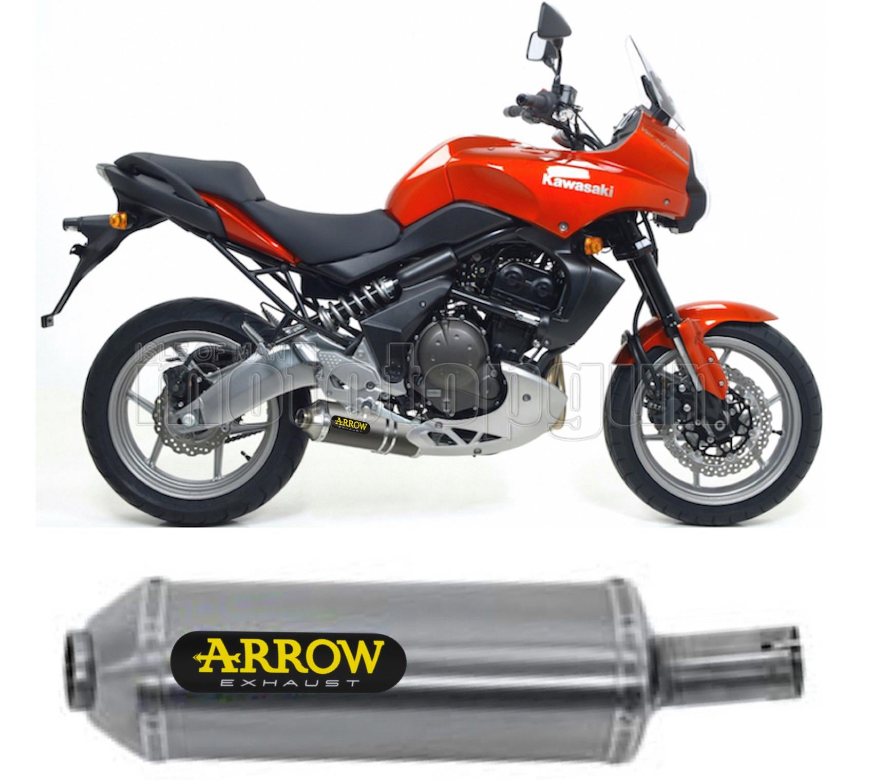SCARICO COMPLETO OMOLOGATO OPEN BASSO ARROW MAXI RACE-TECH IN ALLUMINIO CON FONDELLO IN INOX COMPATIBILE CON KAWASAKI VERSYS 650 07/14