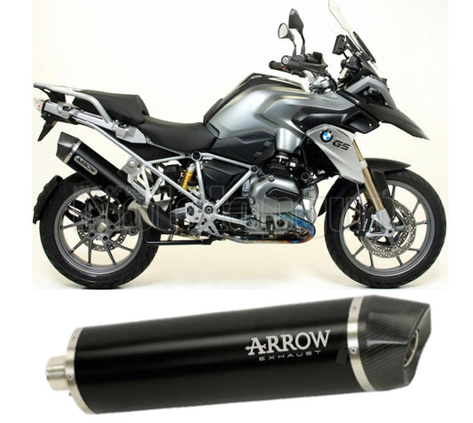 SCARICO COMPLETO OMOLOGATO OPEN ARROW MAXI RACE-TECH IN ALLUMINIO NERO CON FONDELLO IN CARBY COMPATIBILE CON BMW R1200 R-1200 GS ADVENTURE 13/18