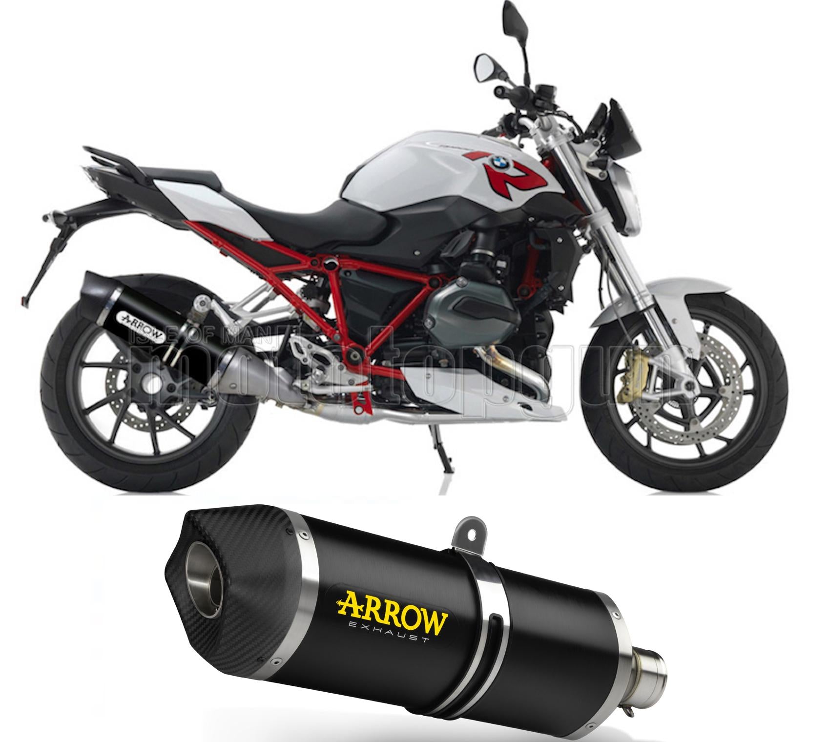 SCARICO OMOLOGATO CATALIZZATO ARROW MAXI RACE-TECH IN ALLUMINIO NERO CON FONDELLO IN CARBY COMPATIBILE CON BMW R1200 R-1200 R 15/16