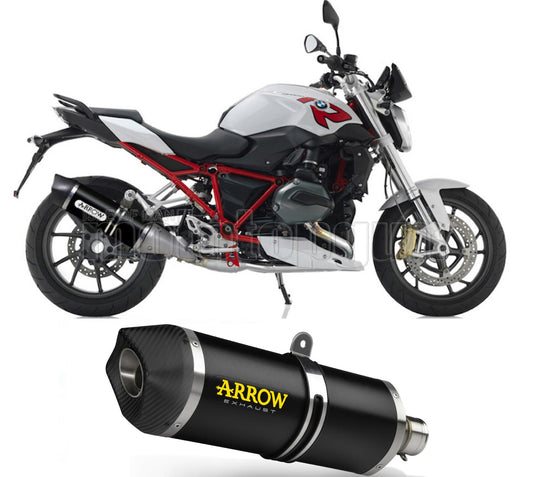 SCARICO OMOLOGATO CATALIZZATO ARROW MAXI RACE-TECH IN ALLUMINIO NERO CON FONDELLO IN CARBY COMPATIBILE CON BMW R1200 R-1200 R 15/16