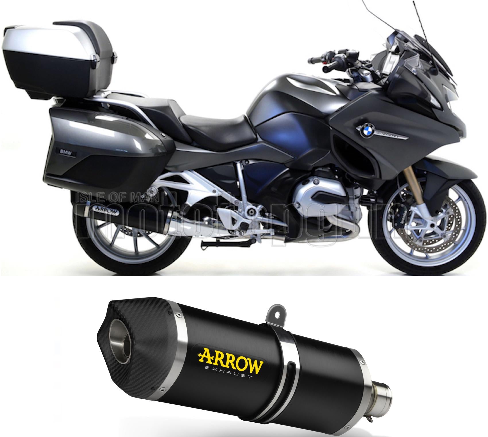 SCARICO OMOLOGATO CATALIZZATO ARROW MAXI RACE-TECH IN ALLUMINIO NERO CON FONDELLO IN CARBY COMPATIBILE CON BMW R1200 R-1200 RT 14/16