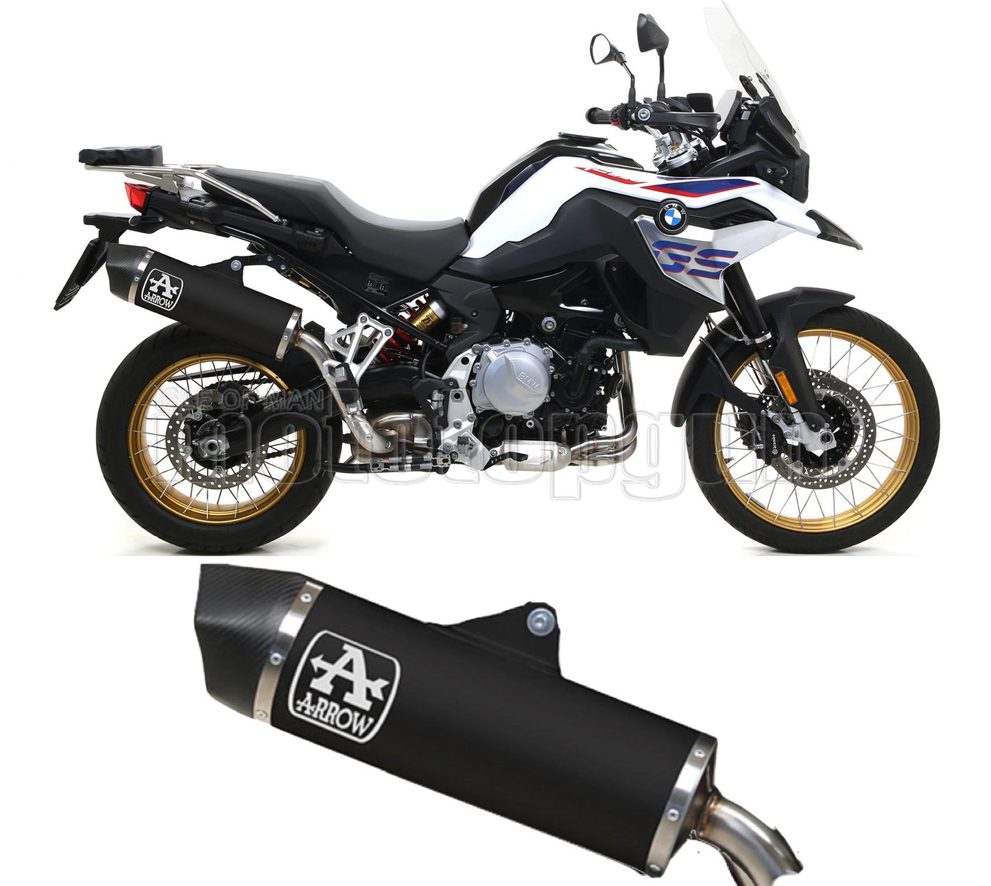 SCARICO OMOLOGATO ARROW MAXI RACE-TECH IN ALLUMINIO NERO CON FONDELLO IN CARBY COMPATIBILE CON BMW F850 F-850 GS 18/20