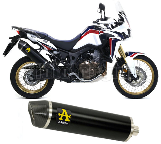 SCARICO OMOLOGATO ARROW MAXI RACE-TECH IN ALLUMINIO NERO CON FONDELLO IN CARBY COMPATIBILE CON HONDA AFRICA TWIN 1000 16/19