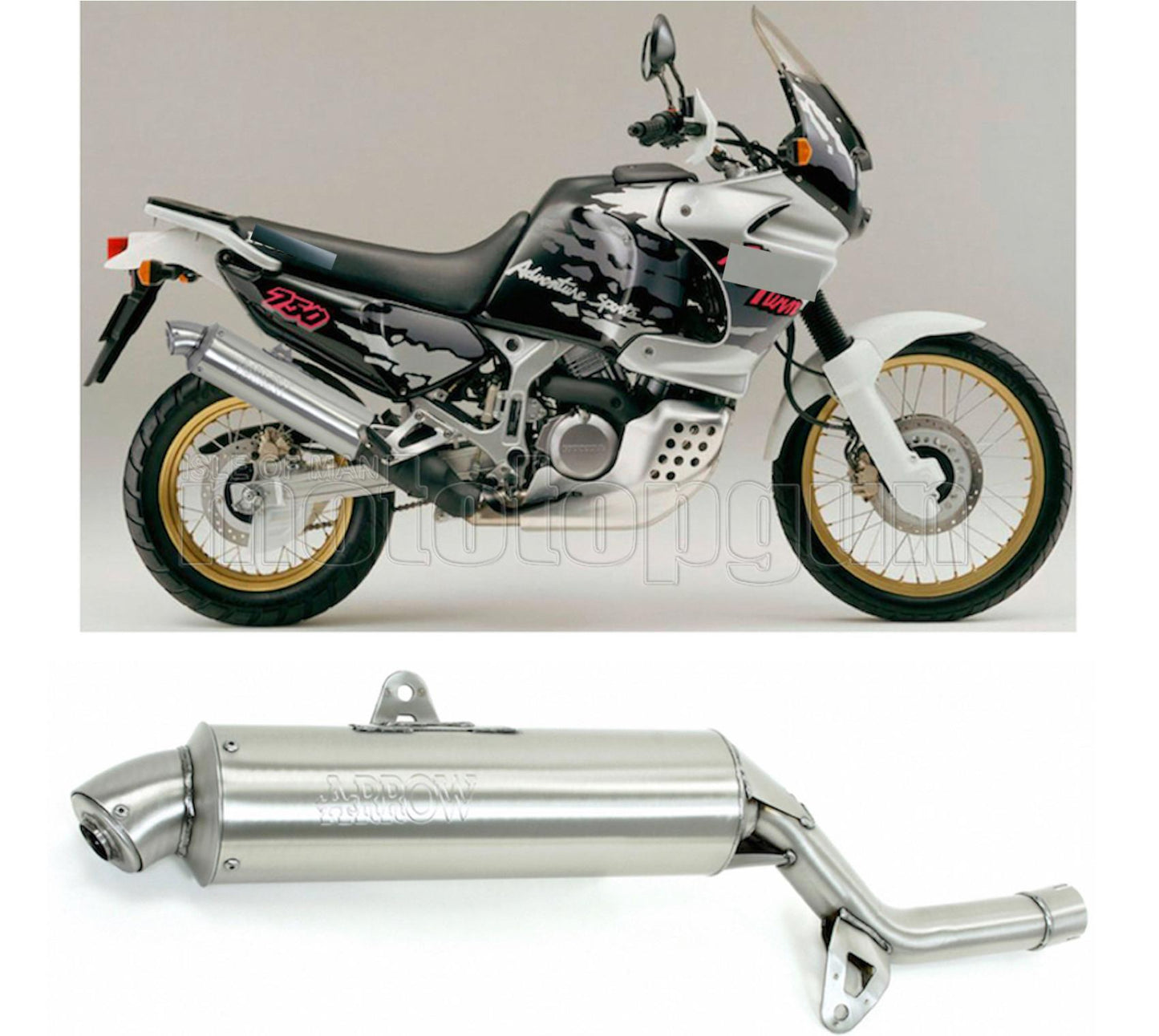SCARICO OMOLOGATO ARROW PARIS DACAR IN INOX CON FONDELLO IN INOX COMPATIBILE CON HONDA XRV 750 AFRICA TWIN 93/95