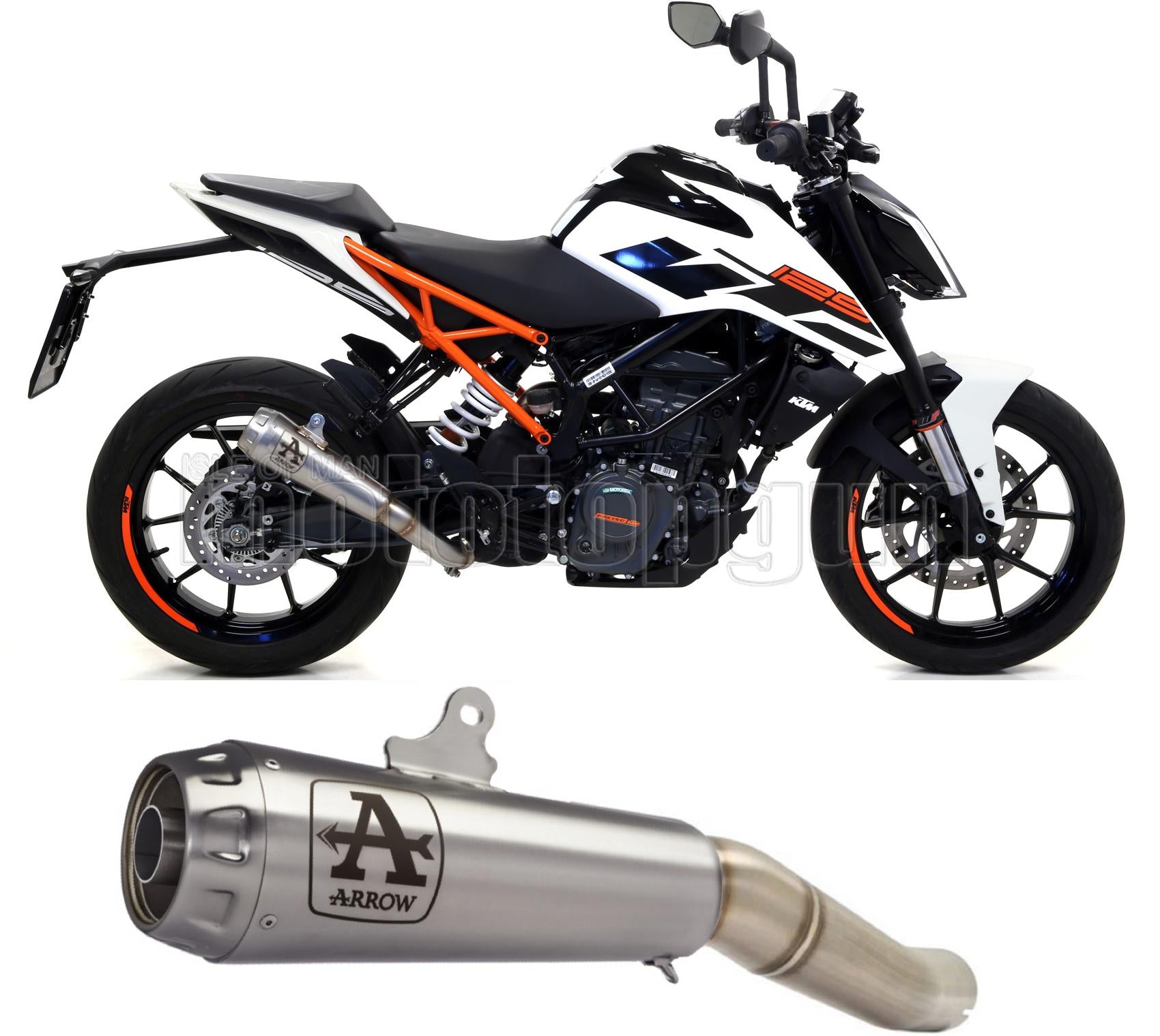 SCARICO OMOLOGATO ARROW PRO-RACE IN NICHROM CON FONDELLO IN INOX COMPATIBILE CON KTM DUKE 125 17/20