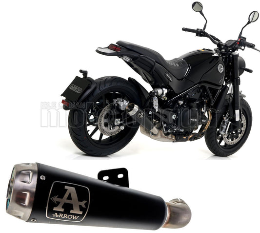 SCARICO OMOLOGATO ARROW PRO-RACE IN NICHROM NERO CON FONDELLO IN INOX COMPATIBILE CON BENELLI LEONCINO 500 17/20