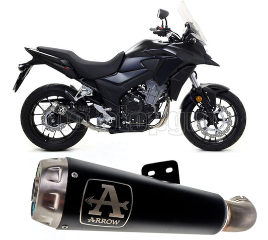 SCARICO OMOLOGATO OPEN ARROW PRO-RACE IN NICHROM NERO CON FONDELLO IN INOX COMPATIBILE CON HONDA CB 500 X 19/20