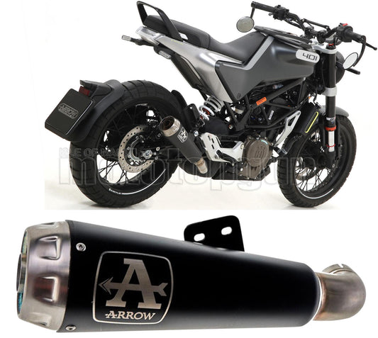 SCARICO OMOLOGATO ARROW PRO-RACE IN NICHROM NERO CON FONDELLO IN INOX COMPATIBILE CON HUSQVARNA SVARTPILEN 401 20/23