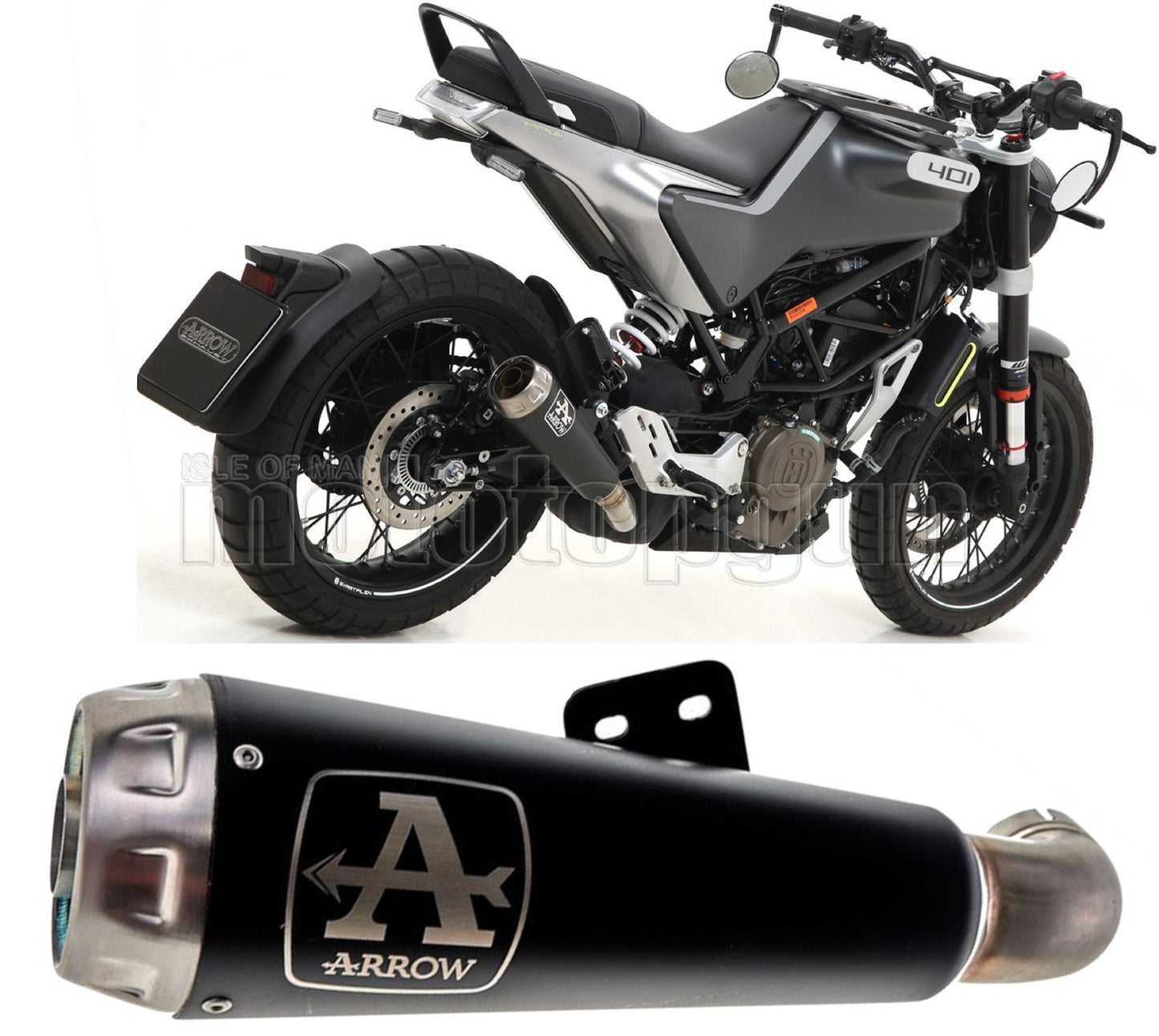 SCARICO OMOLOGATO ARROW PRO-RACE IN NICHROM NERO CON FONDELLO IN INOX COMPATIBILE CON HUSQVARNA VITPILEN 401 20/23