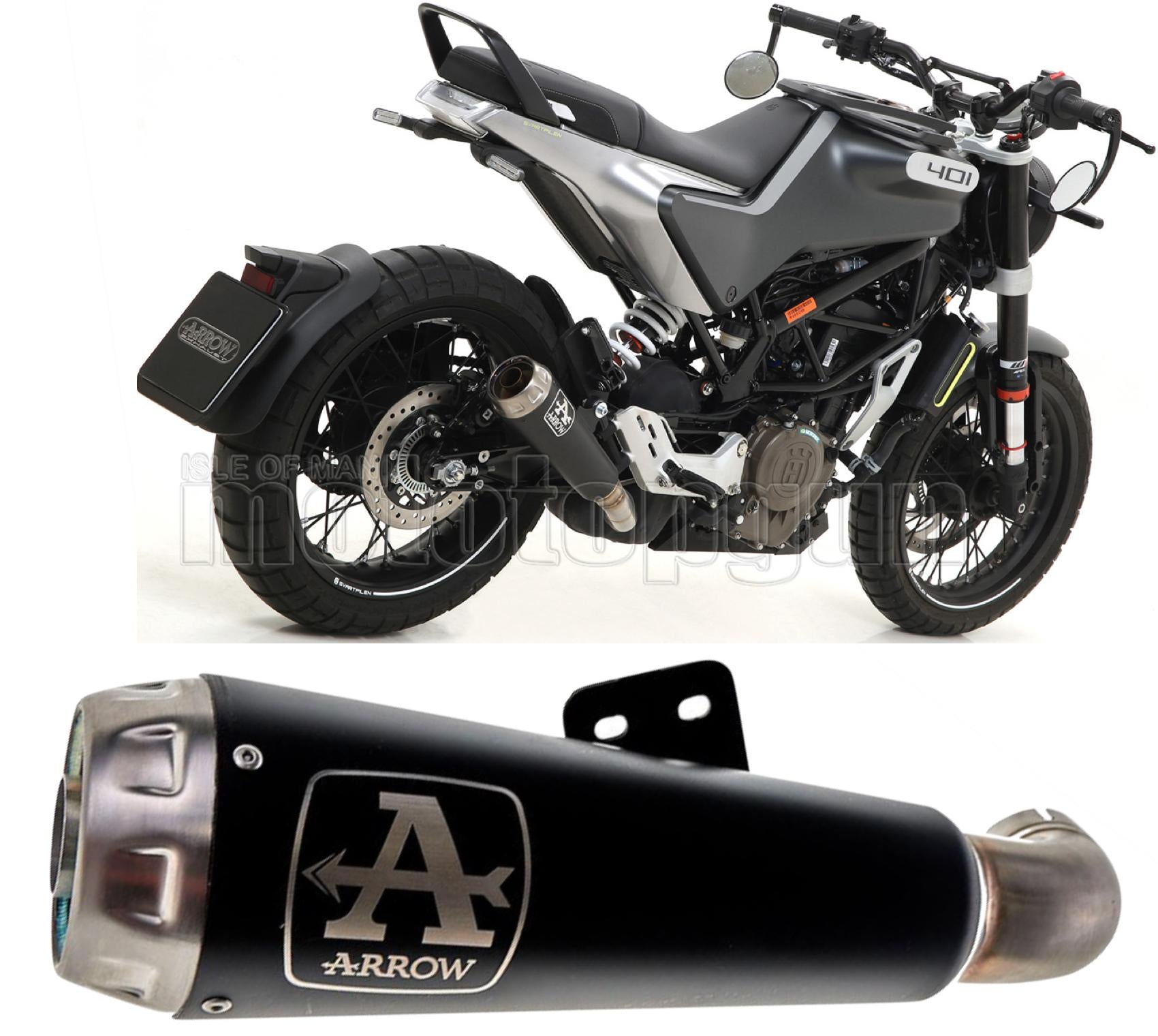 SCARICO OMOLOGATO ARROW PRO-RACE IN NICHROM NERO CON FONDELLO IN INOX COMPATIBILE CON HUSQVARNA VITPILEN 401 20/23
