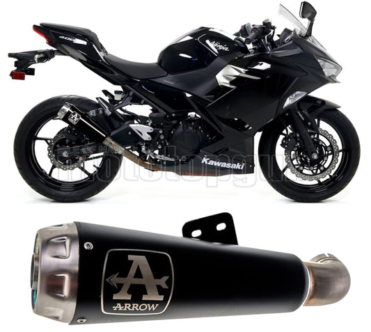 SCARICO OMOLOGATO ARROW PRO-RACE IN NICHROM NERO CON FONDELLO IN INOX COMPATIBILE CON KAWASAKI NINJA 400 18/21