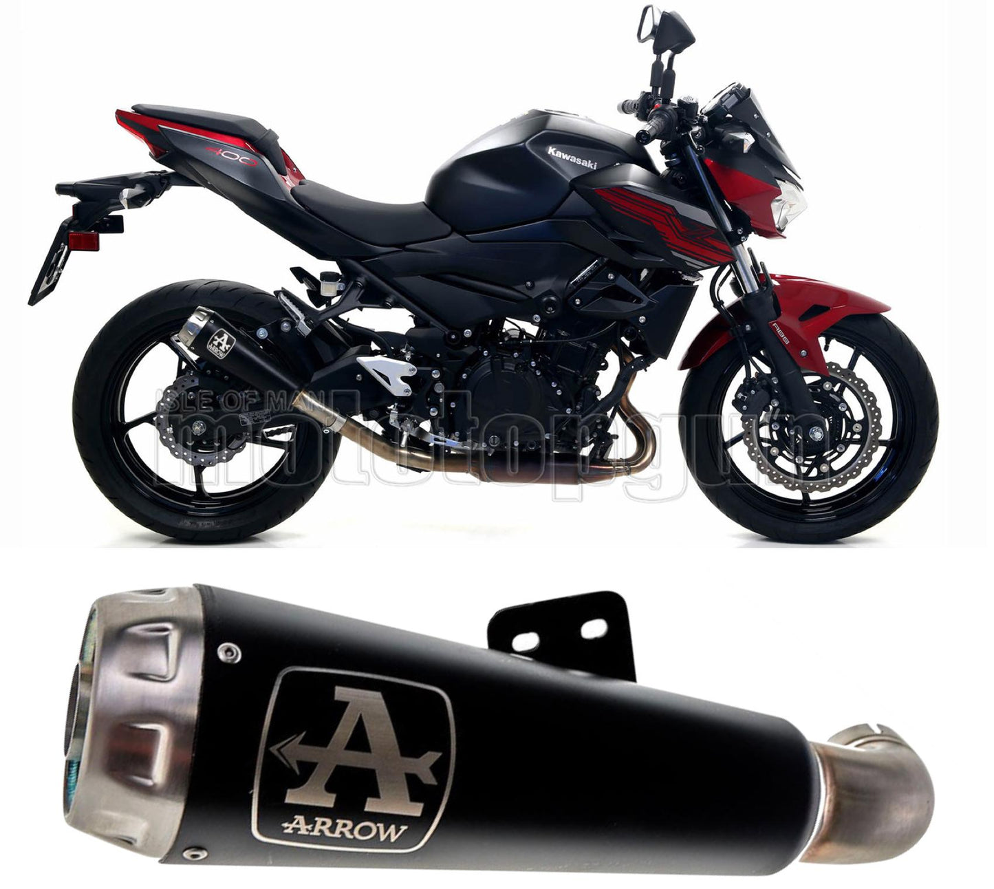 SCARICO OMOLOGATO ARROW PRO-RACE IN NICHROM NERO CON FONDELLO IN INOX COMPATIBILE CON KAWASAKI Z400 Z-400 19/20